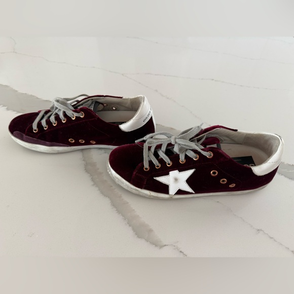 Golden Goose Burgundy Superstar sneakers velvet *rare* - Picture 3 of 8